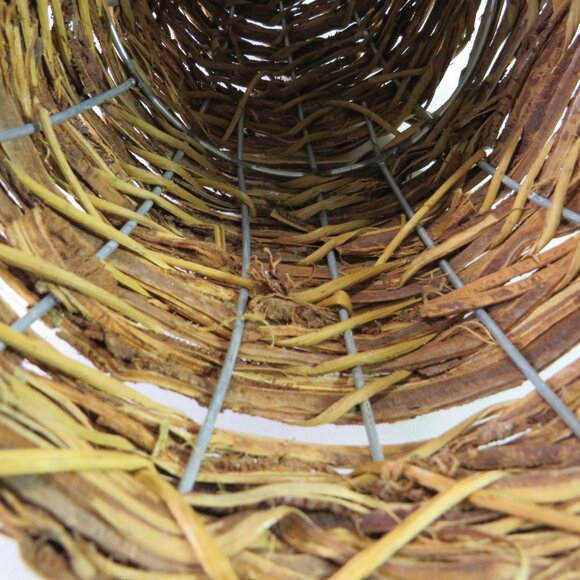 Rustic Cornucopia 8" tall Wicker Basket Natural Colored Woven Rattan Fall - Picture 8 of 13